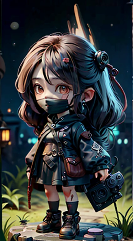 A charismatic woman [gunner: Bounty Hunter: 0.4] Standing in the middle of the SF wilderness (Cube Style: 1) whole body, mask