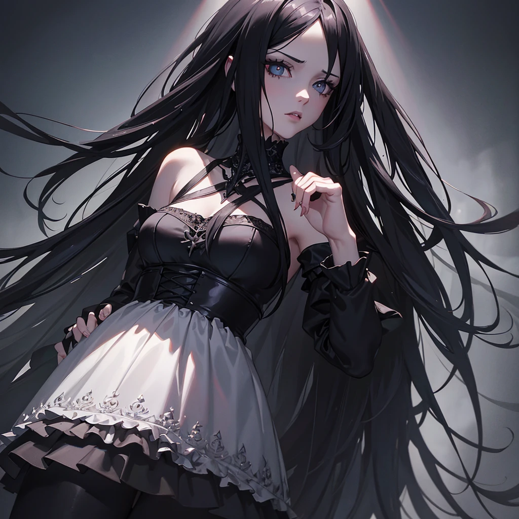 1girl, long black hair, gothic dress, vampire girl, photo pose, detailed face, beautiful detailed eyes, beautiful detailed lips, extremely detailed eyes and face, long eyelashes, dramatic lighting, chiaroscuro, dark fantasy, cinematic, moody, dramatic, dark colors, dark and moody, dark and gothic, dramatic shadows, dramatic pose, dramatic lighting, dramatic atmosphere, photorealistic, 8k, high resolution, best quality, masterpiece, ultra-detailed, realistic, photo-realistic