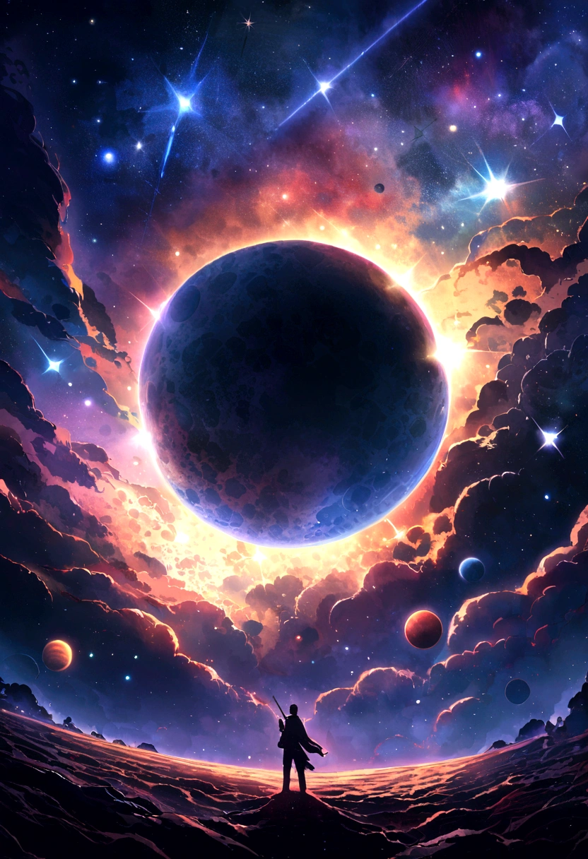 universe space、Viewing giant planets from space、Dark Universe、A pale star shining in the distance、