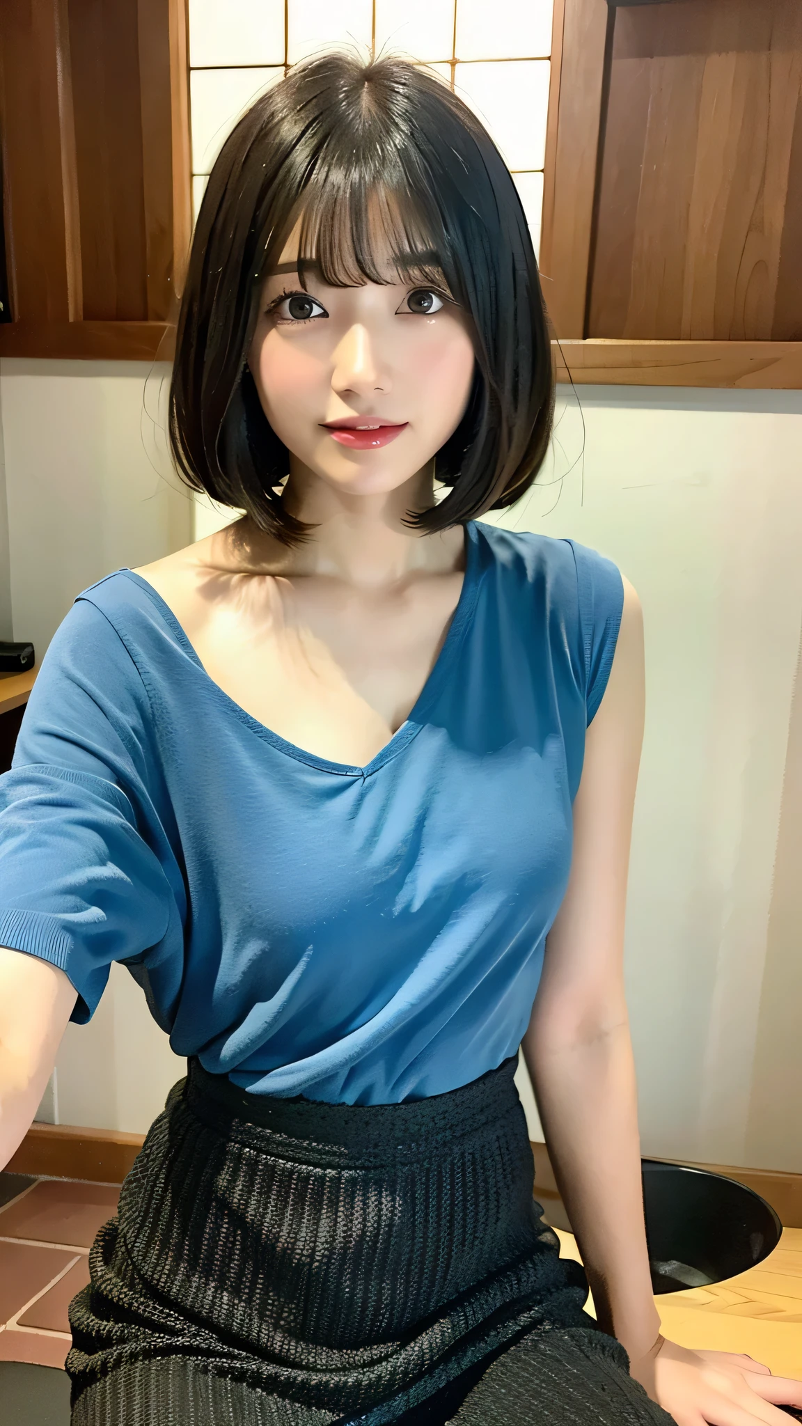 Japanese girl, Fluffy Bob Cut,whole body