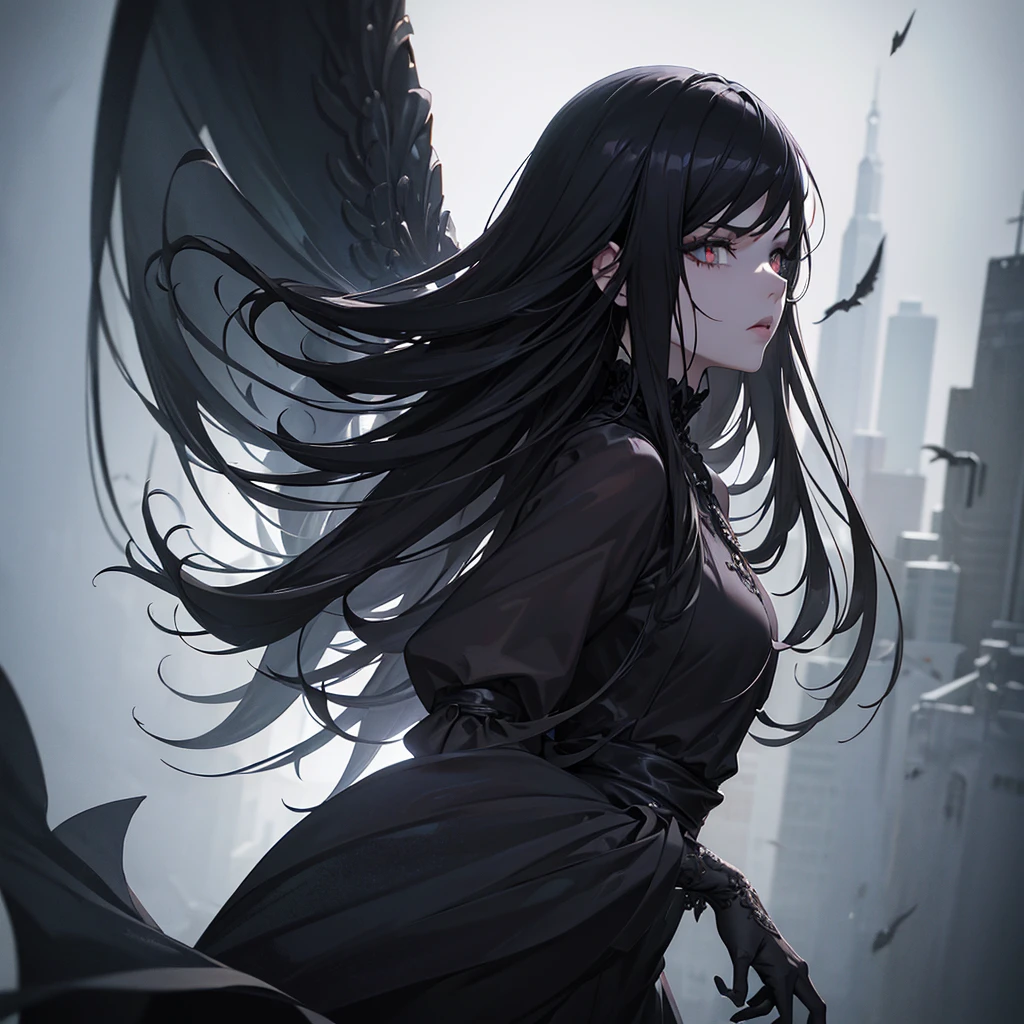 1girl, long black hair, gothic dress, vampire girl, full body standing pose, detailed face, beautiful detailed eyes, beautiful detailed lips, extremely detailed eyes and face, long eyelashes, dramatic lighting, chiaroscuro, dark fantasy, cinematic, moody, dramatic, dark colors, dark and moody, dark and gothic, dramatic shadows, dramatic pose, dramatic lighting, dramatic atmosphere, photorealistic, 8k, high resolution, best quality, masterpiece, ultra-detailed, realistic, photo-realistic