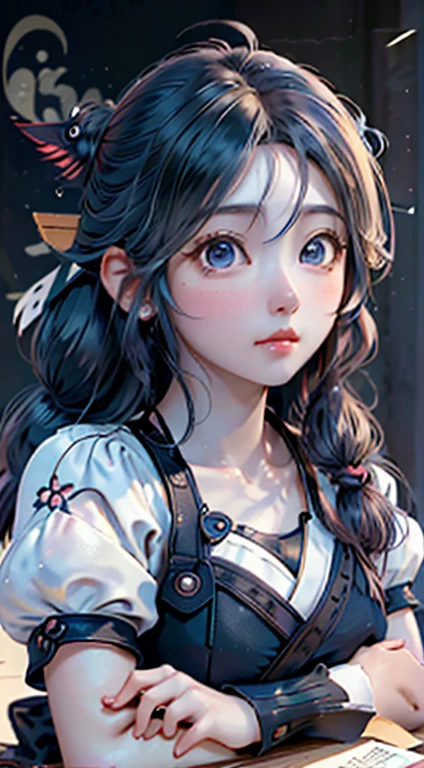 (high quality, masterpiece, Japanese anime, Second Dimension, Beautiful Eyes, Highly detailed background, 8k wallpaper, Highly detailed face) Uncle, A little chubby, Strong muscles, beard, Hopeful Eyes, Bright Eyes, blue eyes, Mature and stable, Sophisticated, White short sleeve, onmyoji portrait, Miyamoto Musashi, Detailed Anime Character Art, Pavilion Background