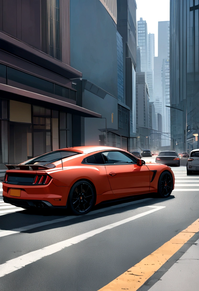 Capture a thrilling car chase scene on a busy city street. The cars should be moving at high speed, weaving through traffic with skyscrapers in the background. The lighting should be clear and bright, highlighting the action and creating a sense of urgency. Use a Canon EOS 5D Mark IV DSLR camera with an EF 70-200mm f/2.8L IS III USM lens to capture the car chase. --ar 16:9 --v 5.1 --style raw --q 2 --s 750