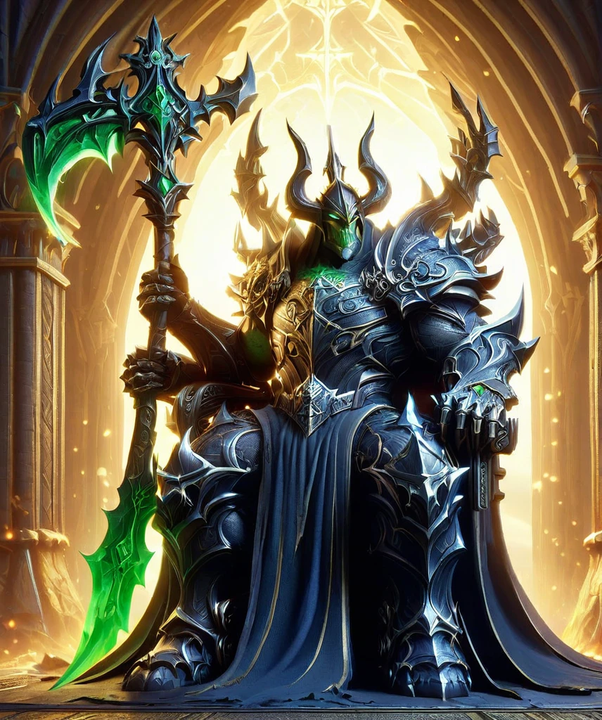 best quality,masterpiece,A very powerful demon king,hulking abomination,3d,art by pixar,cartoon,crown,Sitting on the throne,Large sword,