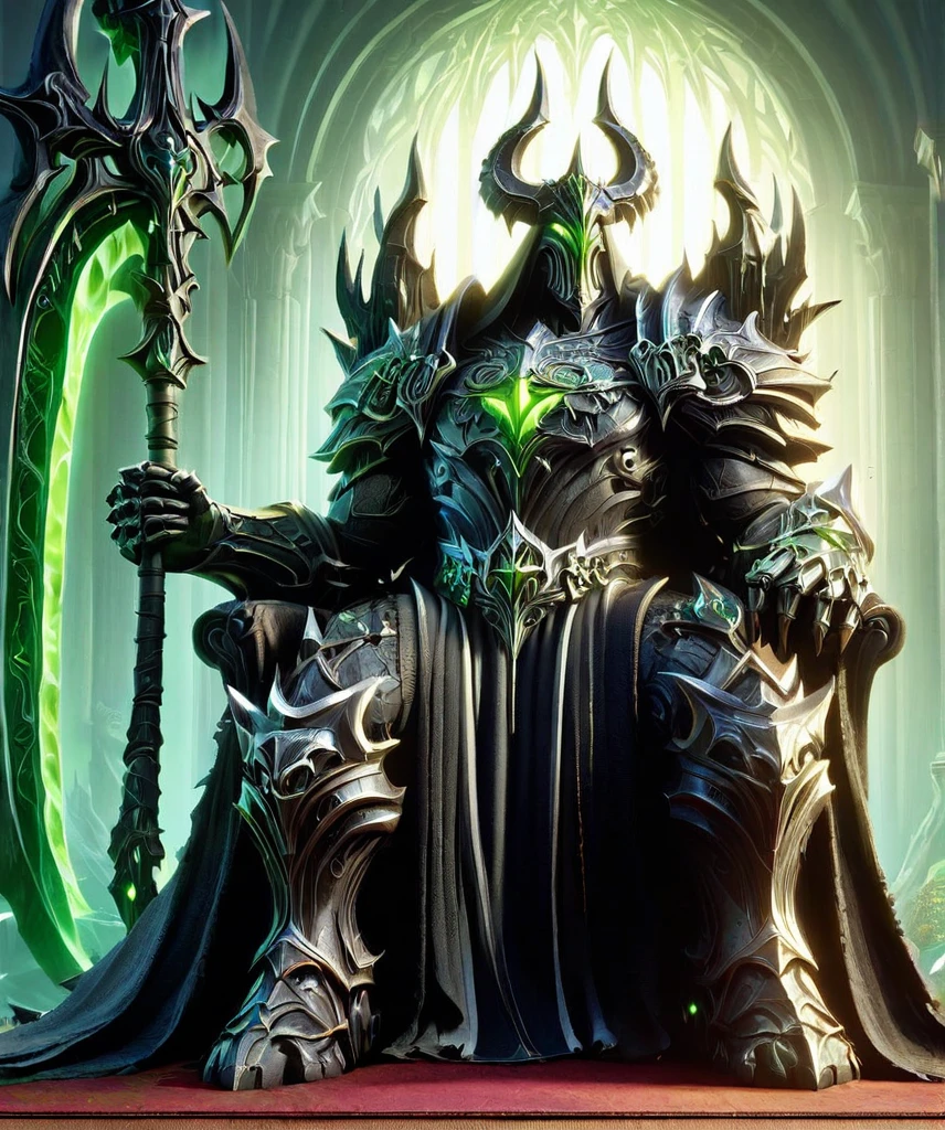 best quality,masterpiece,A very powerful demon king,hulking abomination,3d,art by pixar,cartoon,crown,Sitting on the throne,Large sword,