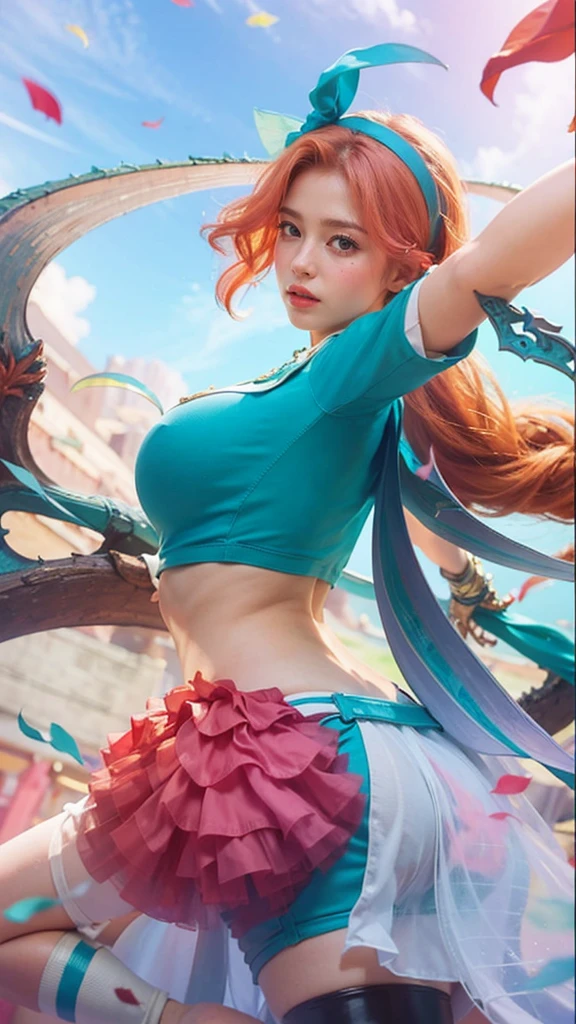 a close up of a 4 girls ,pink hair , big booobs , shadowbringers cinematic, 4 k detail fantasy, a beautiful fantasy empress, game cg, xianxia fantasy, xianxia hero, 2. 5 d cgi anime fantasy artwork, cinematic goddess close shot, ruan jia and artgerm, wow 4 k detail fantasy, hyperdetailed fantasy character