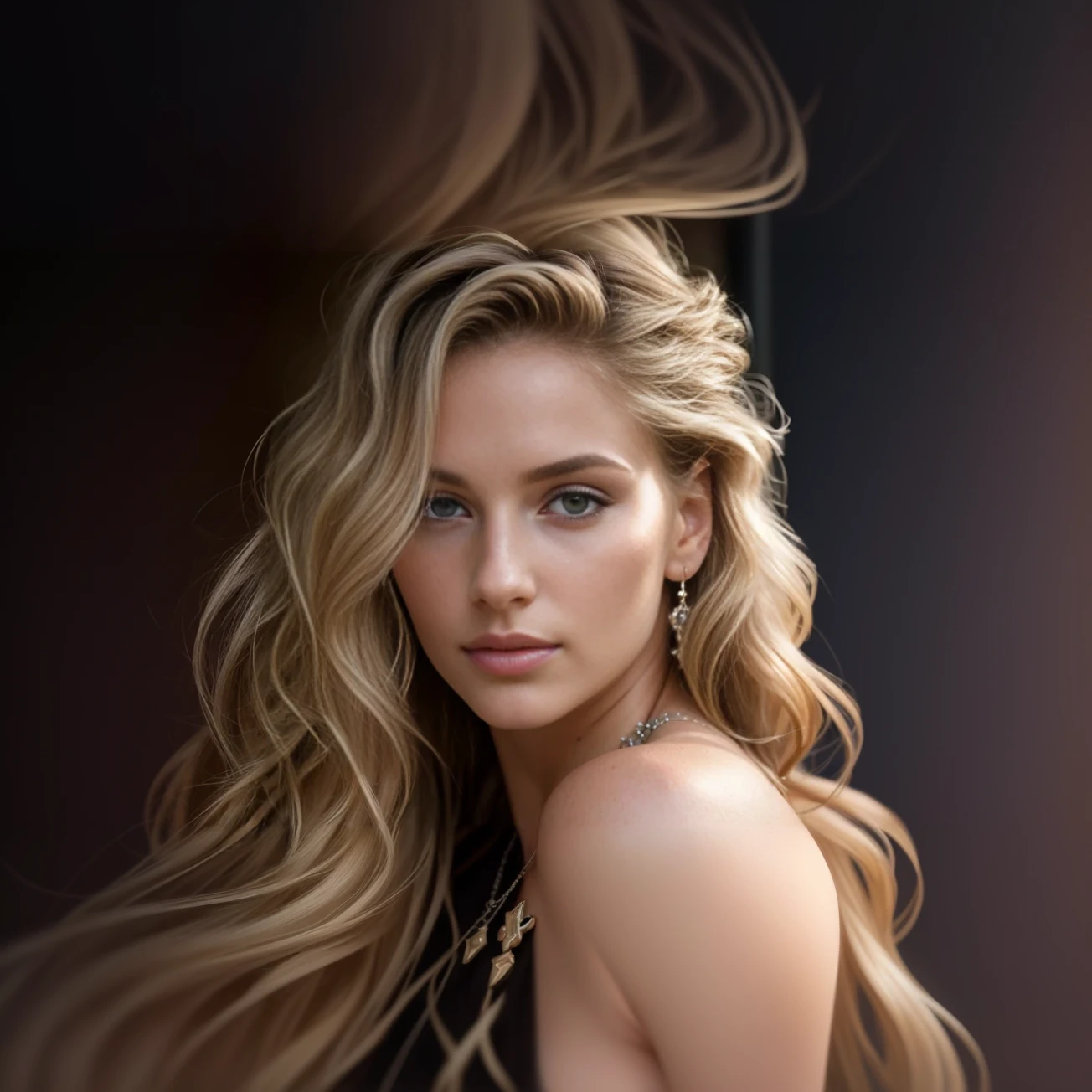 a half body portrait of a ????? woman with long hair and a necklace, a gorgeous blonde, beautiful blonde woman, photo of a beautiful woman, a girl with blonde hair, jaw-dropping beauty, blonde woman, jaw dropping beauty, beautiful blonde girl, gorgeous woman, beautiful blonde hair, shoulder - length blonde hair, headshot portrait, a beautiful young woman, blonde and attractive features, black background