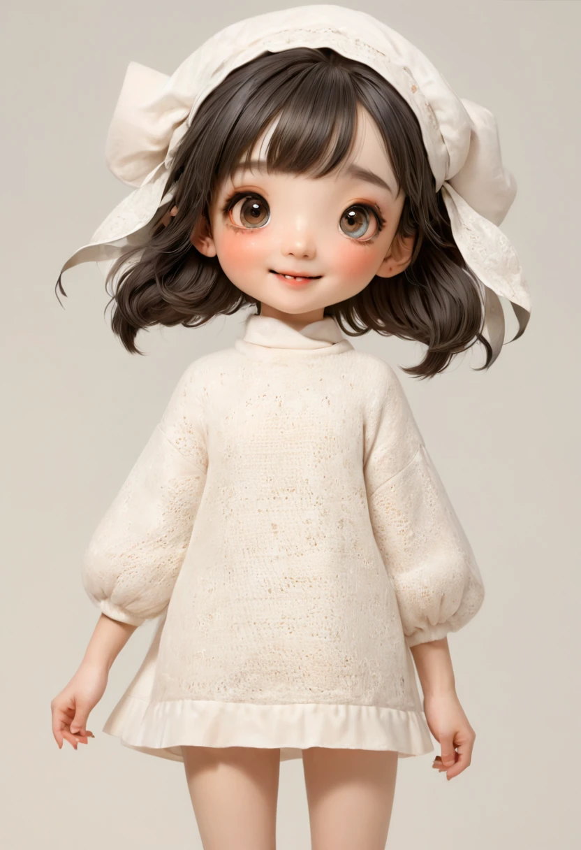 ((Masterpiece, High qualityสุด)), High quality, 8ก, 4k, Highly detailed, high contrast, Masterpiece:1.2,High quality, The best aesthetics), detailed face, character design sheet, full body, full of details, , มีHighly detailed, Very detailed illustrations. Girl with dark eyebrows, square face, smiling, big eyes, short hair, straight face.