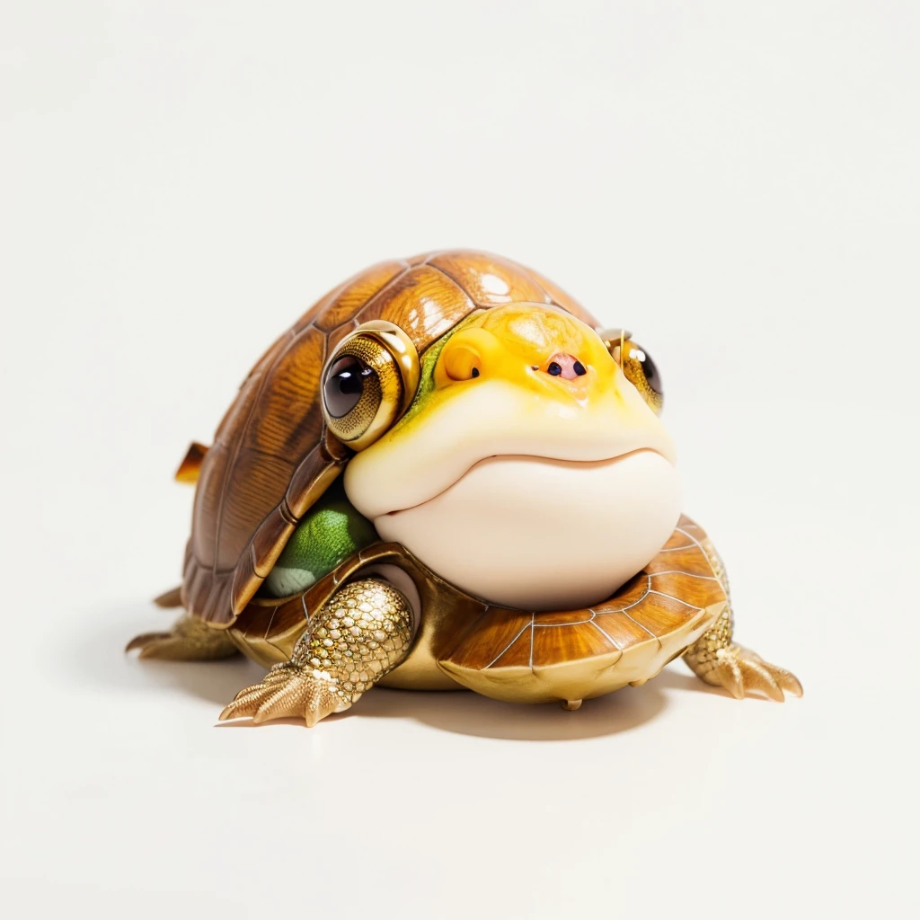Small Animals, glow gold eyes, (his eyes gave off light), pufferfish mixed with turtle reds, Grassroots, no background