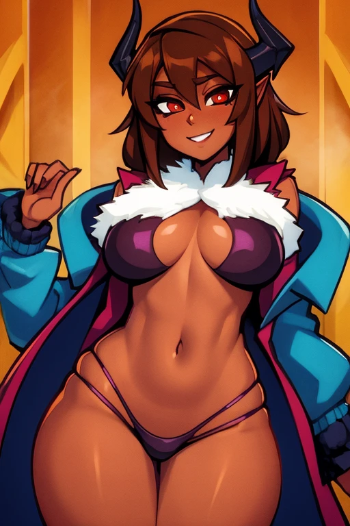Busty brown skin succubus girl in exotic clothing