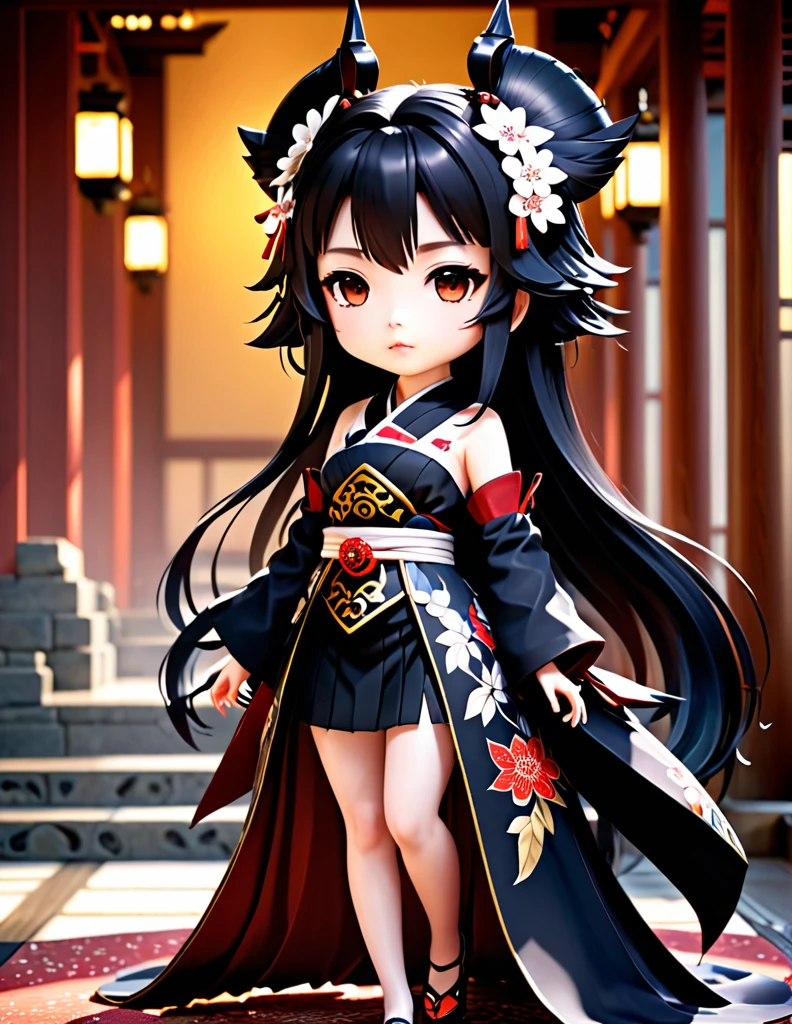 quality(8k wallpaper of extremely detailed CG unit, masterpiece, hight resolution, top-quality, top-quality real texture skin,hyper realisitic, digitial painting,increase the resolution,RAW photos,best qualtiy,highly detailed,the wallpaper),BREAK,8K, half face, quality(8k wallpaper of extremely detailed CG unit, masterpiece, hight resolution, top-quality, top-quality real texture skin,hyper realisitic, digitial painting,increase the resolution,RAW photos,best qualtiy,highly detailed,the wallpaper),BREAK,8K, Chibi , onmyoji-style, black dress, black crystals, black hair,