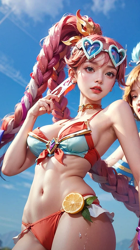 a close up of a 4 girls ,pink hair , big booobs , shadowbringers cinematic, 4 k detail fantasy, a beautiful fantasy empress, game cg, xianxia fantasy, xianxia hero, 2. 5 d cgi anime fantasy artwork, cinematic goddess close shot, ruan jia and artgerm, wow 4 k detail fantasy, hyperdetailed fantasy character