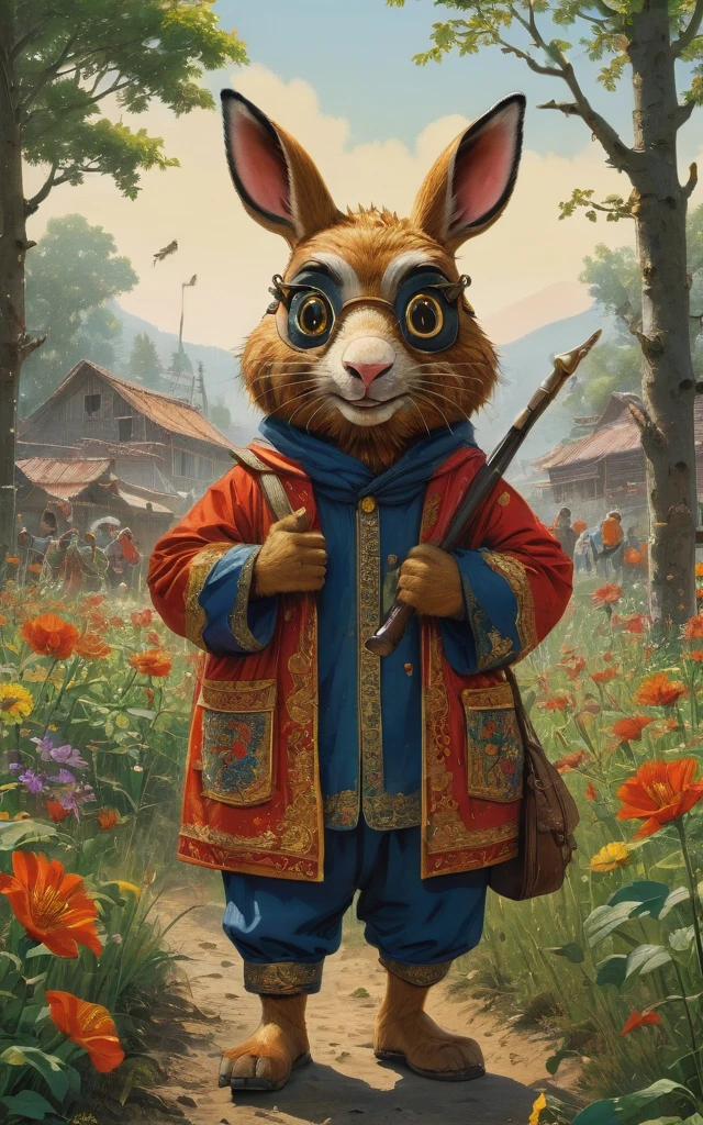 Iedul adha, masque field by Richard Scarry, (best quality, masterpiece, Representative work, official art, Professional, Ultra intricate detailed, 8k:1.3)