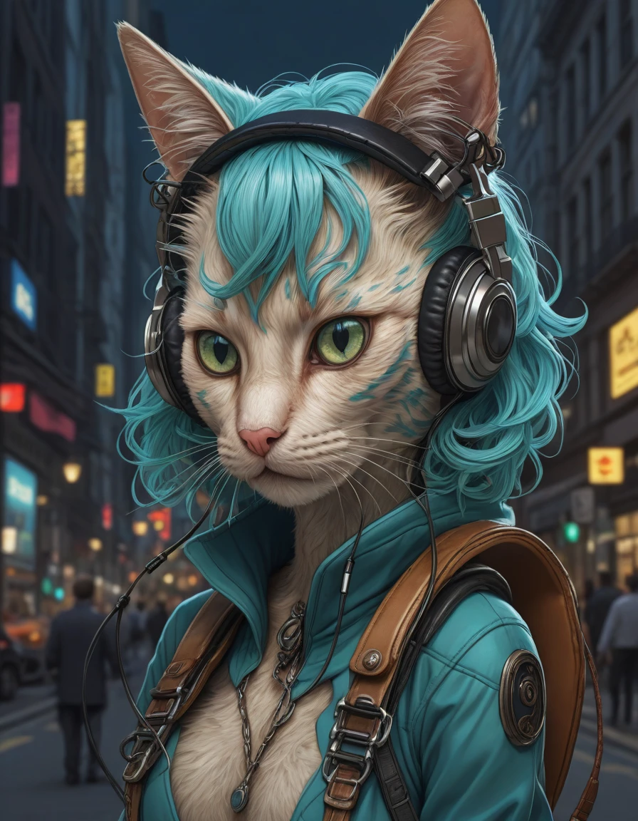 cat seahorse fursona wearing headphones, autistic bisexual graphic designer and musician, attractive androgynous humanoid, highly coherent detailed character design, weirdcore voidpunk digital art by artgerm, akihiko yoshida, louis wain, wlop, noah bradley, furaffinity, cgsociety, rendered in cinema 4 d, trending on artstation, trending on deviantart, country road, winding path, scenic drive, peaceful, 