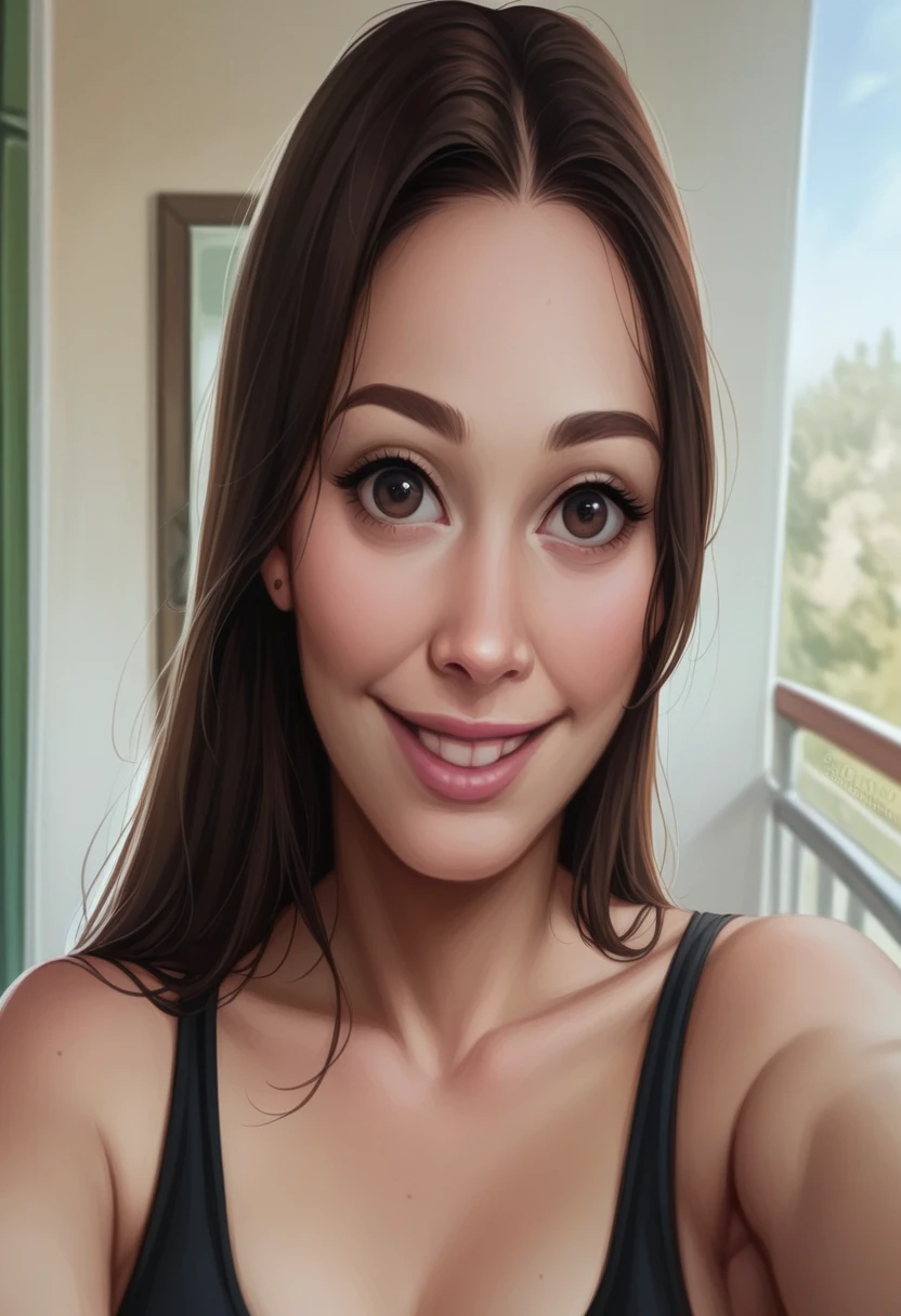 Pretty and hot 19 year old girp with clear and white skin, cute eyes and pink lips, brown hairs,sexy figure, realistic, iphone selfie in rome, wearing a sexy black top, young, close up selfie, clear forehead, natural clear skin, hyper realistic, masterpiece, smiling,