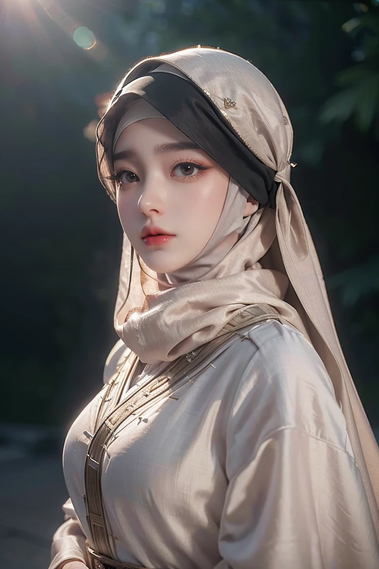 8k, masterpiece, RAW photo, best quality, photorealistic, extremely detailed CG unity 8k wallpaper, Depth of field, Cinematic Light, Lens Flare, Ray tracing, (extremely beautiful face, beautiful lips, beautiful eyes) ((ultra detailed)), intricate detail face, ((ultra detailed skin)), best quality, Masterpieces, Super high resolution, (photograph realistic:1.5), Original image, Abaya satin, 1girl muslim, satin abaya, satin, hijab face portrait ((hijabers model)), neutral background, 8k uhd, dslr, soft lighting, high quality, film grain, Fujifilm XT3, covered dress, decent dress, cheerful facial expression.