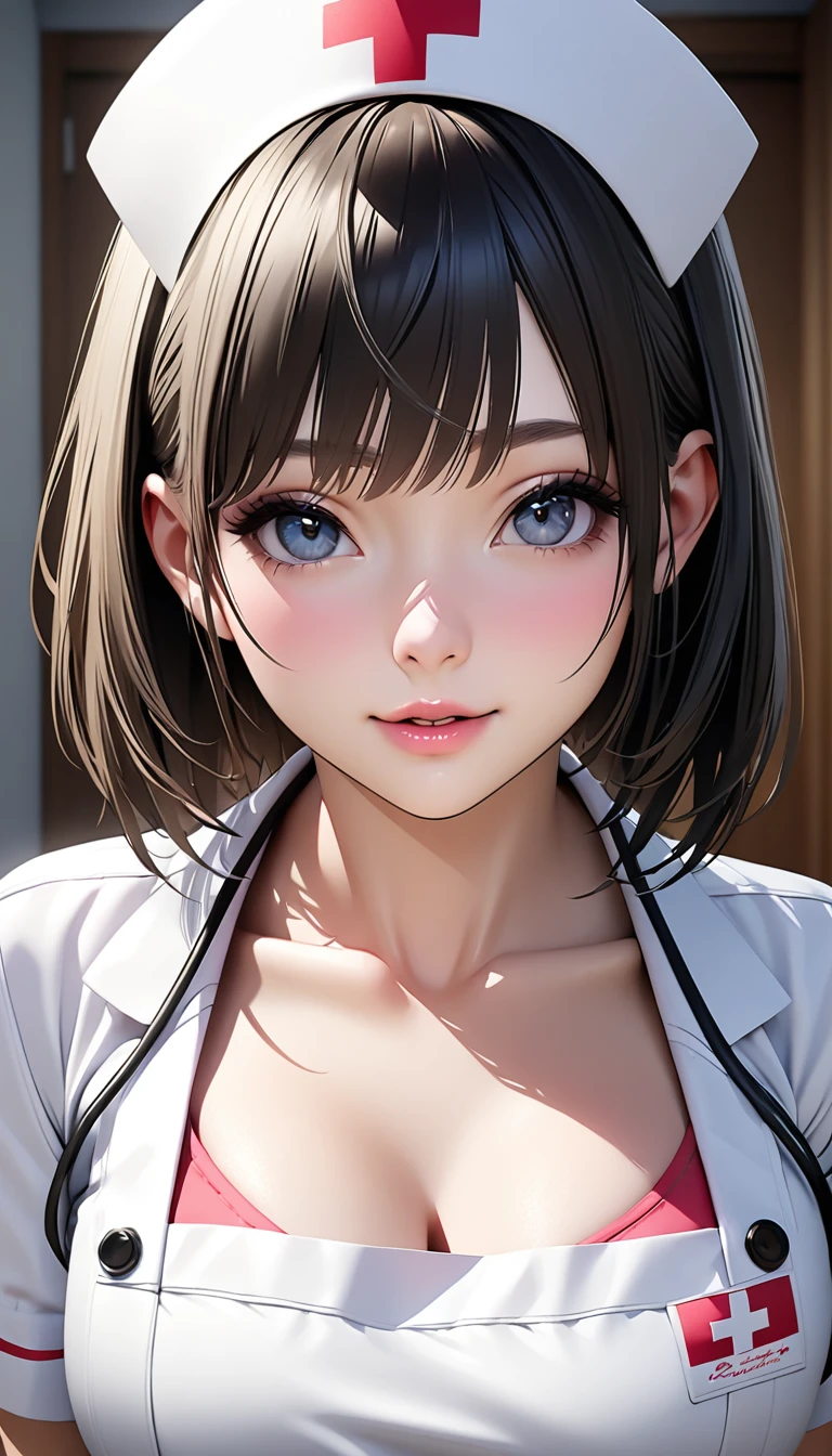 Ultra HD、Photorealistic,Gal in a nurse's uniform、Brown skin、(Stylish underwear)、20-year-old、Nsfw