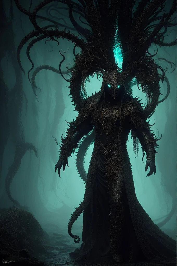 best images quality, tmasterpiece, Super high resolution, Rest Imagine incomprehensible horrors, Mythological deities, Cthulhu, Ignore description and comprehension. It is in the shape of a mass of writhing tentacles and antennae.., Constantly moving and undulating in a grotesque dance. The cold numbness that broke many of his eyes;;;;, As if seeing the world from someone else's point of view. This creature transcends everything it has experienced, Eclipsed mountains and cities, How he traveled through space. Your skin is soft and sticky, With strange runes, Surface engraving, Pulsating with Eldridge's energy. The very air around the outer god glows with power, distorted by its mere presence. Rest to make a sound, It doesn't sound like a rant, Not exactly a scream, Pur, This is something more sinister and disturbing. It's a creature, This is beyond the comprehension of mortals., Void creatures, Ignore all attempts to rationalize or understand. This image of an outer god is a testament to the dark and terrifying depths of the human imagination。...