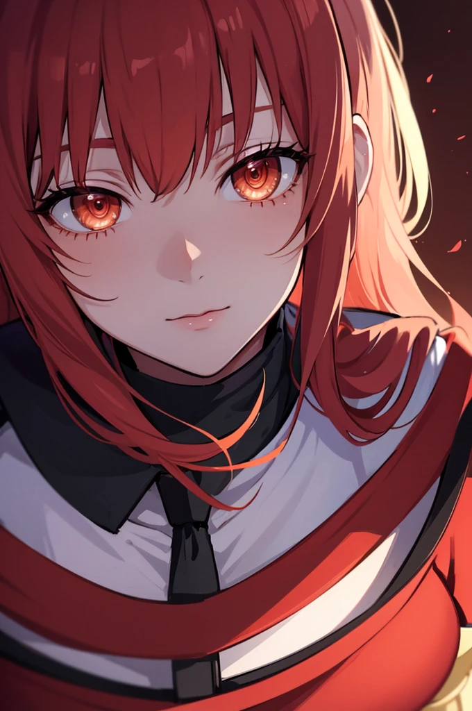masterpiece, best quality, (extremely detailed CG unity 8k wallpaper, masterpiece, best quality, ultra-detailed, best shadow), (detailed background), (beautiful detailed face, beautiful detailed eyes), High contrast, (best illumination, an extremely delicate and beautiful),1girl,((colourful paint splashes on transparent background, dulux,)), ((caustic)), dynamic angle,beautiful detailed glow,full body, blood splash on face. close up of a woman, anime girl with red hair and a white shirt and tie, a character portrait by Yang J, pixiv, shin hanga, portrait of an anime girl, female anime character, portrait anime girl, portrait of asuka langley soryu, beautiful anime portrait, detailed portrait of anime girl, anime character, realistic anime artstyle, anime girl portrait, anime character portrait, bangs