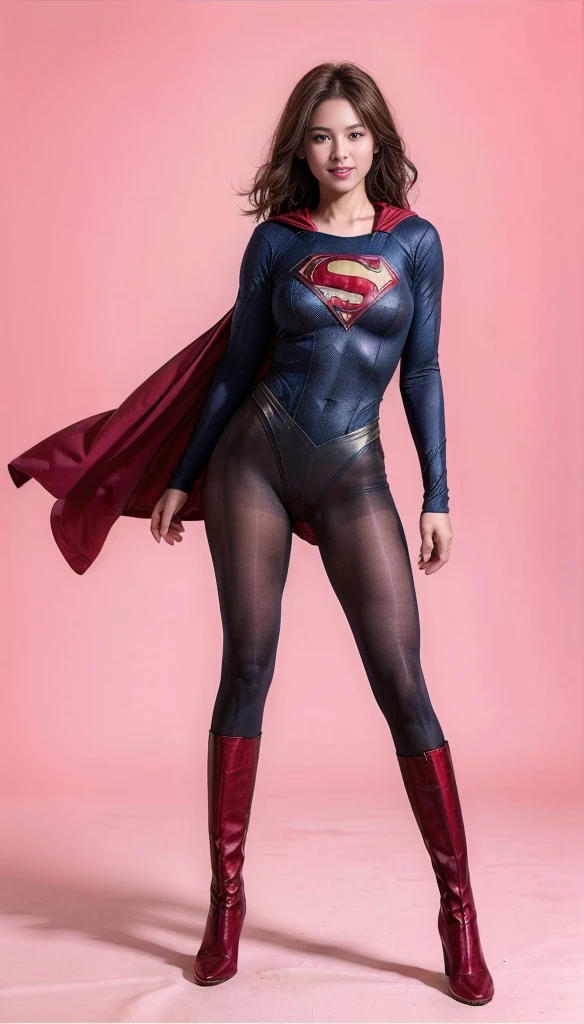 No background、(((Beautiful legs in black tights.)))、(((Legally express the beauty of your smile)))、((((Make the most of your original images)))、(((体にぴったりフィットするSupergirl Costume)))、(((Supergirl Costume)))、(((Beautiful Short Hair)))、(((She is winking cutely.)))、(((Please wear black tights....、Wear red boots)))、((Best image quality、8k))、((Highest quality、8k、masterpiece:1.3))、(((Preserve background )))、Sharp focus:1.2、Beautiful woman with perfect figure:1.4、Slim Abs:1.2、Wet body:1.5、Highly detailed face and skin texture、8k