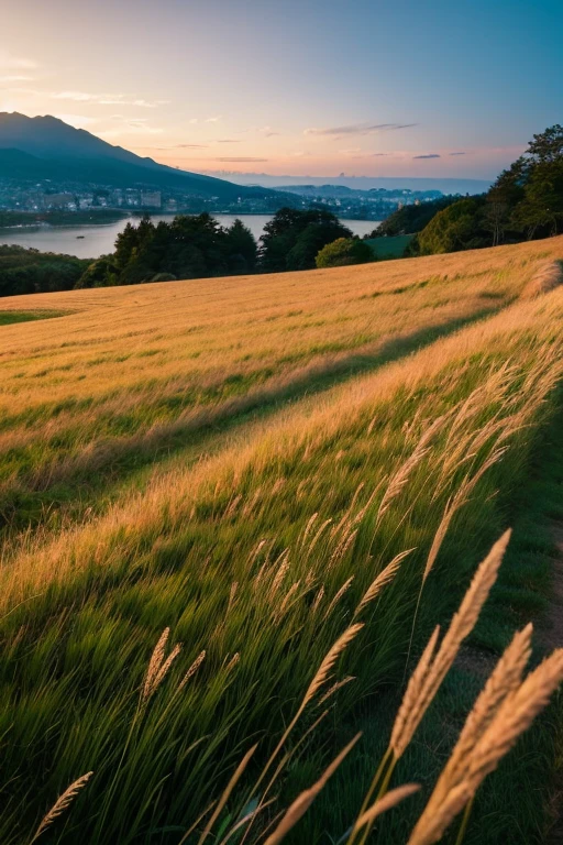landscape、Japanese silver grass、evening