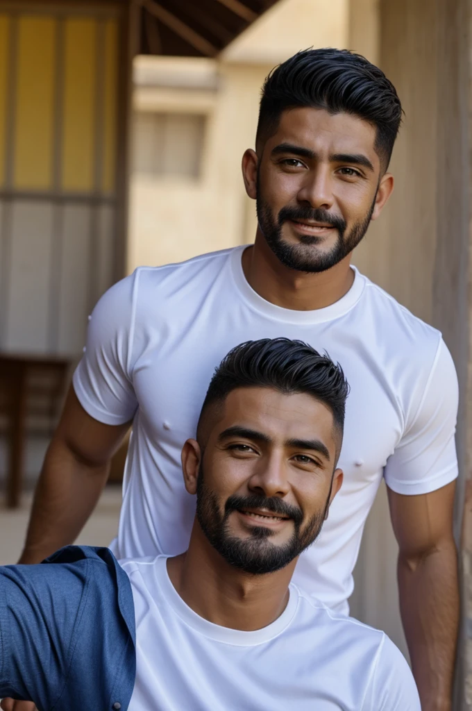 Two Vietnamese men, 25 years old, 2 Asian people , just, อวัยวะsexชายใหญ่, bare ,hugs and kisses, Handsome and elegant, just, sexy , Masculine and handsome,hugs and kisses, have muscles,The muscles look good..,hairy, Have fair skin...,no beard, full body photo,(very detailed, realistic, best quality, 4K, 8ก, height, Masterpiece:1.3), mature man, Charming and outstanding , (The body builds muscle), อวัยวะsexชายใหญ่, sweat, dirty face ,tight chest, sex,See-through shirt, Erotic, Horny, Look straight..., Accessories include luxury watches., in the classroom,look at the audience.,muscle veins,no underwear