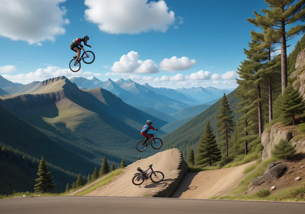 Cycle stunt on mountains