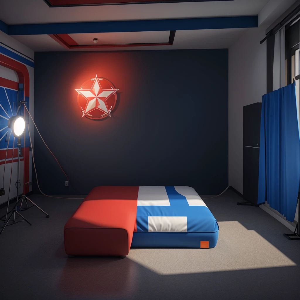 a stunning logo design for a prehospital care training center and civil protection organization, featuring a detailed medical star of life symbol with a patriotic and inspiring look, photorealistic 3d render, complex symmetrical design, bold red and blue colors, clean minimalist style, sense of strength and professionalism, perfect for branding and identity, best quality, 4k, ultra-detailed, realistic, photo-realistic, studio lighting, physically-based rendering, vivid colors