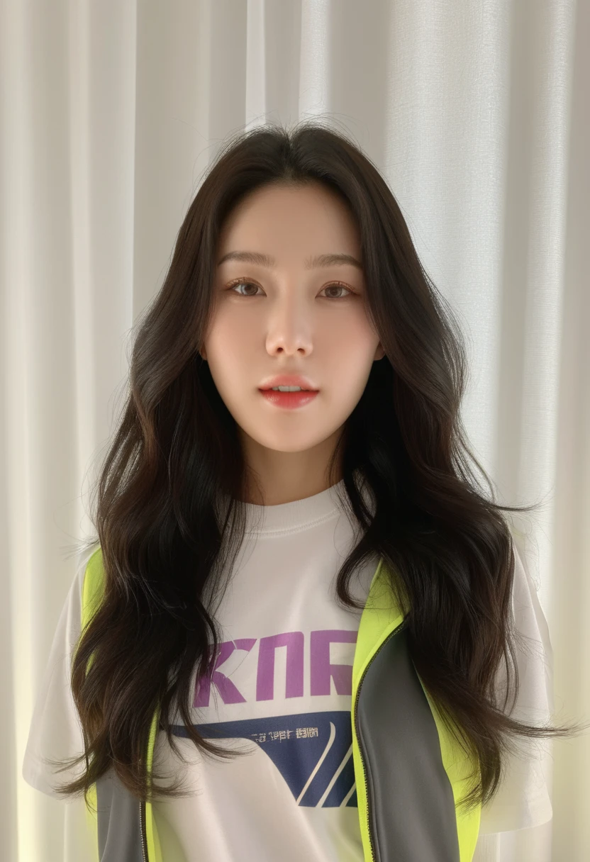 Best Quality, 8k, Masterpiece, (Portrait: 1.3), (photo realistic:1.4), (hyper realistic:1.4), Sharp Focus, looking at viewer, (smoother lighting:1.1), (increase cinematic lighting quality:0.9), realistic lighting, backlighting, light on face, ray trace, (brightening light:1.2), (Increase quality:1.4), sharp detail, (best quality real texture skin:1.4), finely detailed eyes, black_eyes, finely detailed face, 25 year old Korean woman, (white T_shirt:1.4), (Create an image maintaining the original base model hairstyle:1.5)