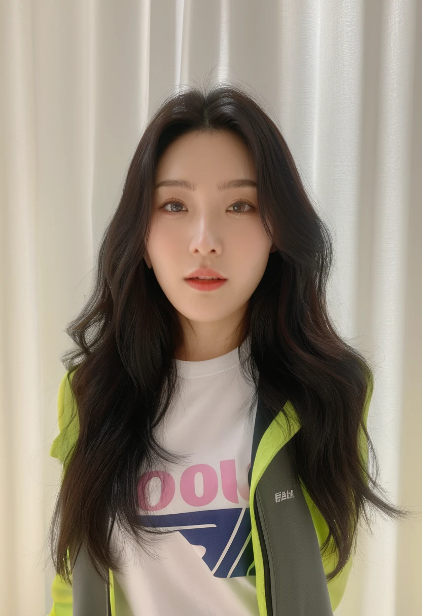 Best Quality, 8k, Masterpiece, (Portrait: 1.3), (photo realistic:1.4), (hyper realistic:1.4), Sharp Focus, looking at viewer, (smoother lighting:1.1), (increase cinematic lighting quality:0.9), realistic lighting, backlighting, light on face, ray trace, (brightening light:1.2), (Increase quality:1.4), sharp detail, (best quality real texture skin:1.4), finely detailed eyes, black_eyes, finely detailed face, 25 year old Korean woman, (white T_shirt:1.4), (Create an image maintaining the original base model hairstyle:1.5)