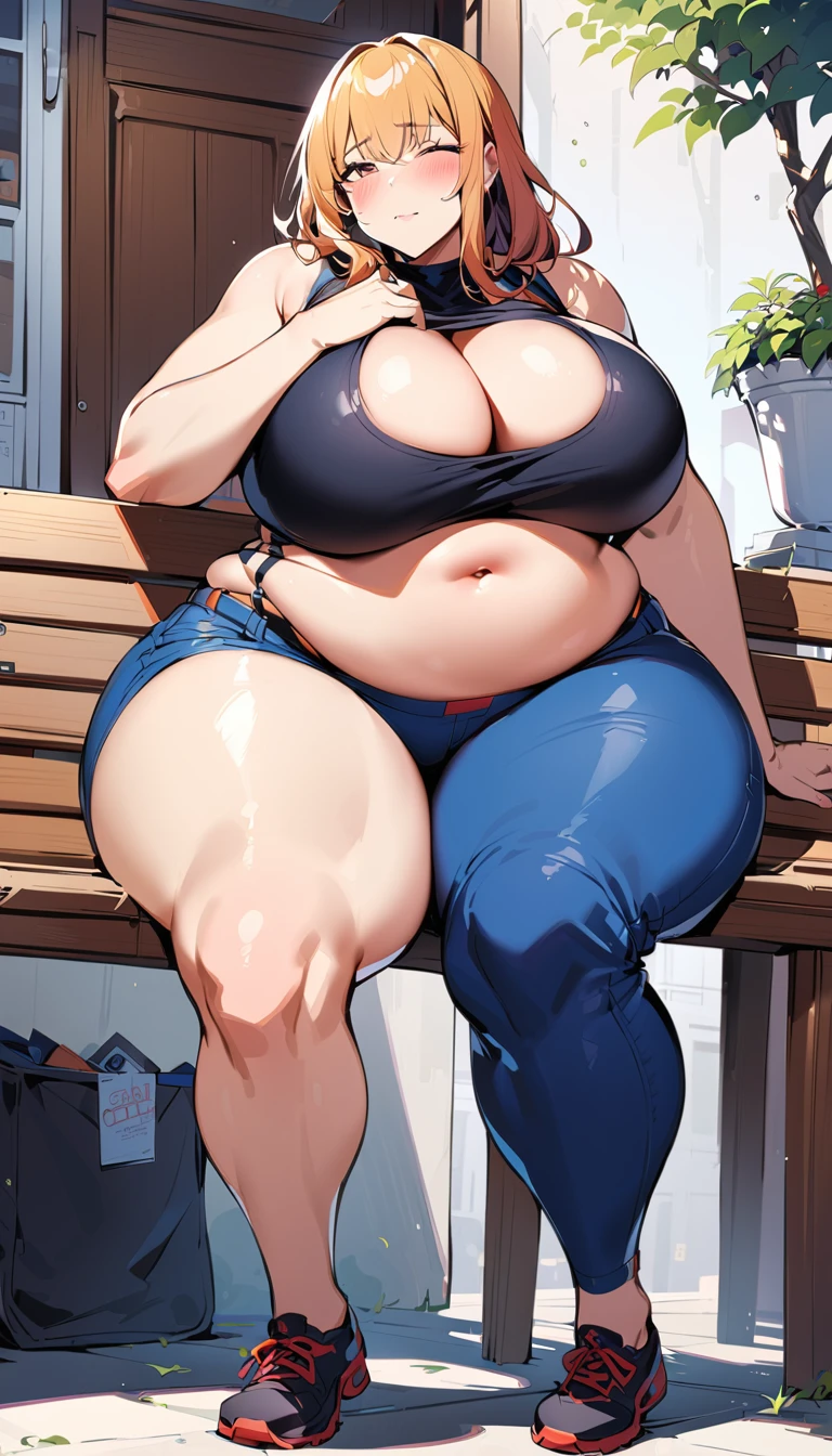 　Beauty　Big Tits　belly button　stomach　Erassed　Shyness　Thick thighs　Plump　pants