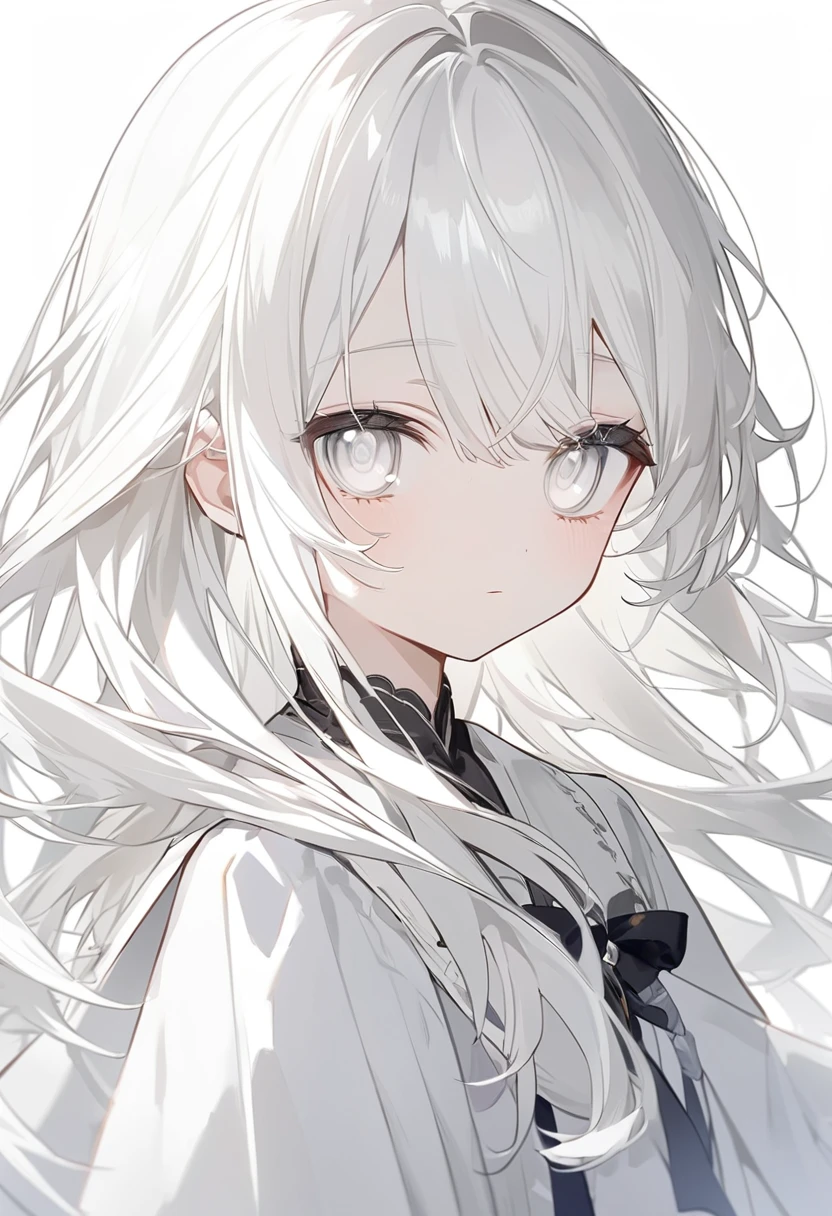 目にThere is no highlight、There are no highlights、There is no highlight、There is no highlight目、eyes white、真っWhite eyes、(White eyes)、White of the eyes、White skin、pure white、Lifeless、Anime Style、One person、One personの少女、off white色、off white、Girl、Light white hair、Hair color is off white、Thin hair white、Long Hair、Eye color is pale white、Pale white eyes、Off-white eyes、White eyes、真っWhite eyes、All of the eyes are off white、All-white girl、off white色のGirl、White background、White background、White room、There are highlights on the eyes、emotionless、cute、An endearing look、beautiful、eyes white