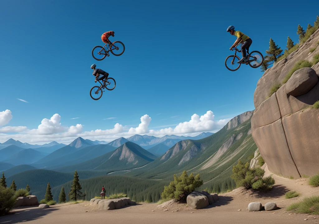 Cycle stunt on mountains only one person