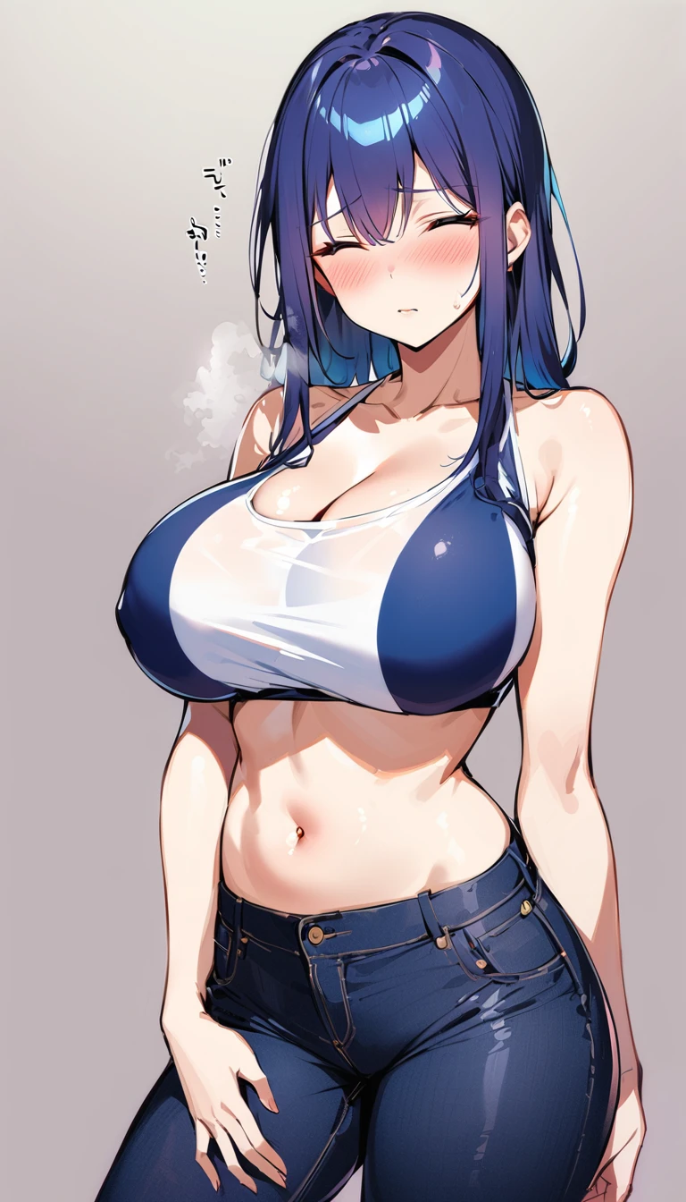 Big Tits Beauty Big Tits ZZZ Cup belly button Embarrassed Shyness pants Skinny