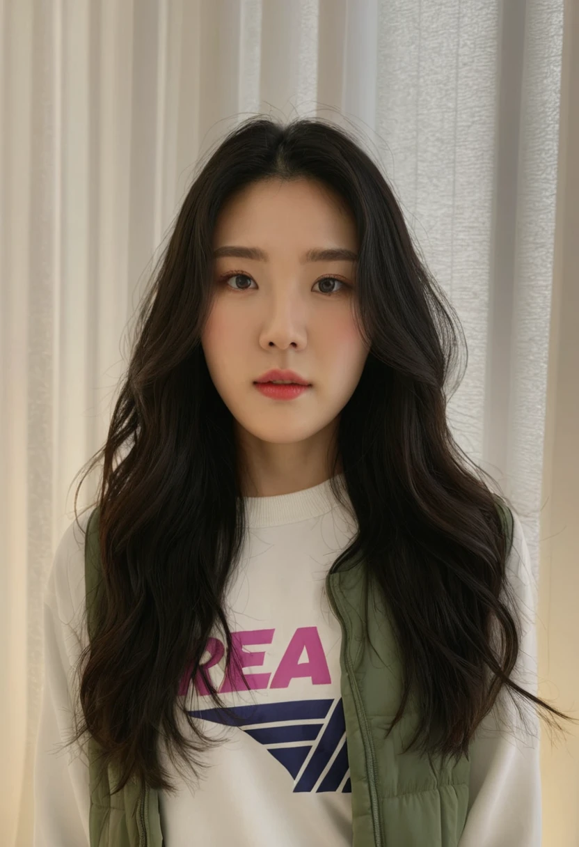 Best Quality, 8k, Masterpiece, (Portrait: 1.3), (photo realistic:1.4), (hyper realistic:1.4), Sharp Focus, looking at viewer, (smoother lighting:1.1), (increase cinematic lighting quality:0.9), realistic lighting, backlighting, light on face, ray trace, (brightening light:1.2), (Increase quality:1.4), sharp detail, (best quality real texture skin:1.4), finely detailed eyes, black_eyes, finely detailed face, 25 year old Korean woman, (white tube_top :1.4), (Create an image maintaining the original base model hairstyle:1.5)