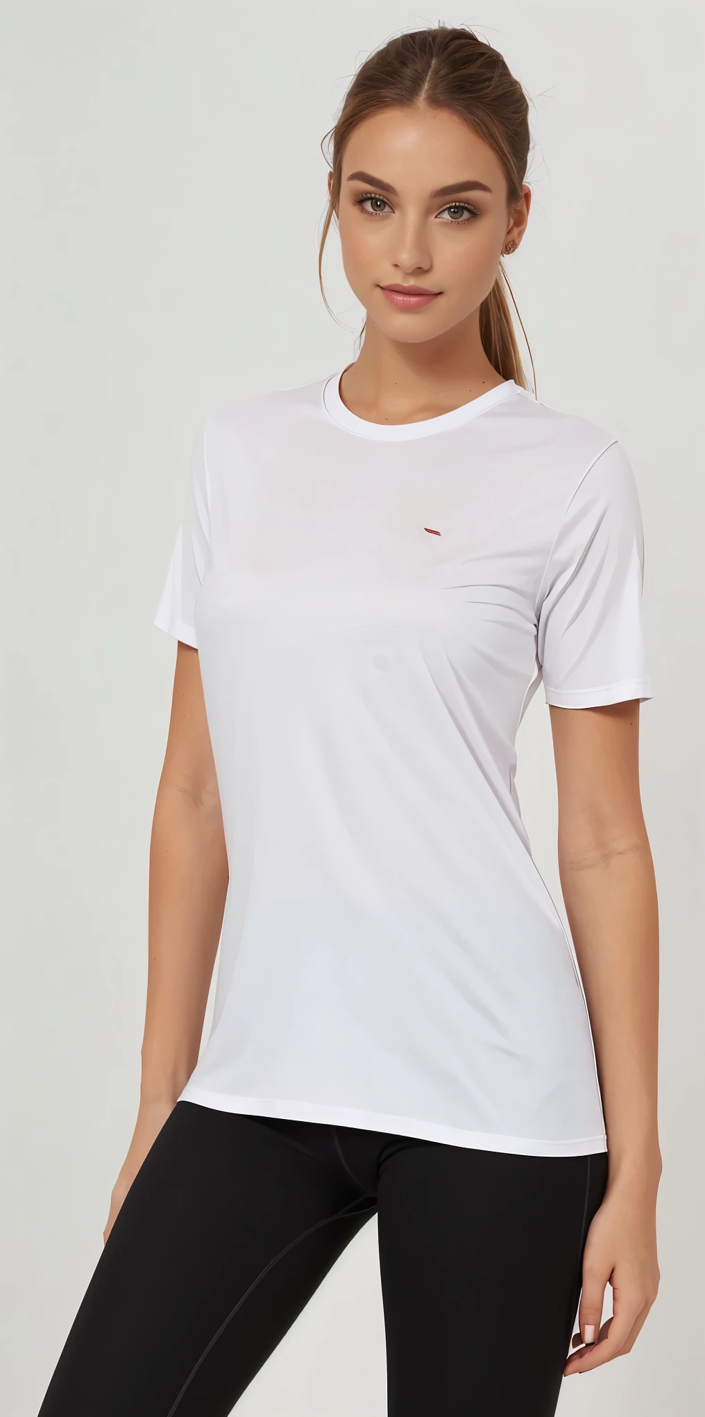 a woman in a camisa branca and black leggings poses for a picture, camiseta branca, plain camiseta branca, camiseta branca, camiseta branca, vestido com uma camiseta branca, dressed in a camiseta branca, vestindo uma camiseta, camisa branca, Roupas brancas, fine camisa branca, Topo branco, wearing a camisa branca, wearing camisa branca