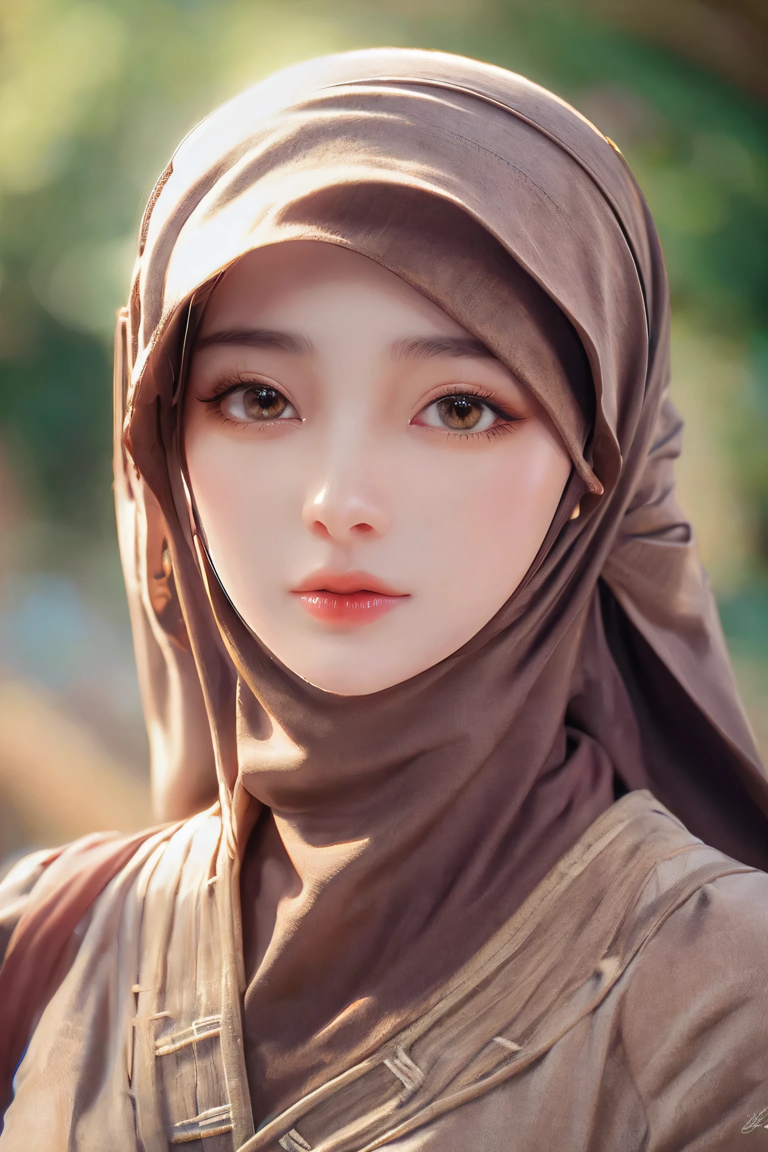 masutepiece, Best Quality, Illustration, Ultra-detailed, finely detail, hight resolution, 8K Wallpaper, Perfect dynamic composition, Beautiful detailed eyes, Natural Lip, Wear hijab moslem, fancy jubba thobbe, Random poses