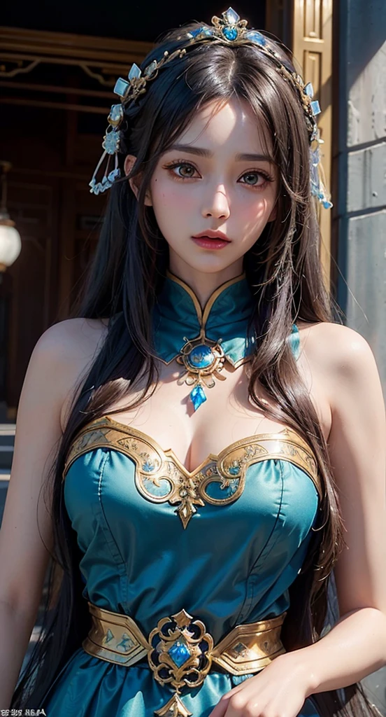 a close up of a woman with a tia on her head, intricate ornate anime cgi style, 4 k detail fantasy, anime cgi, cinematic goddess close shot, inspired by Li Mei-shu, a beautiful fantasy empress, inspired by Lan Ying, smooth anime cg art, close up character, hyperdetailed fantasy character, game cg, ruan jia and artgerm
