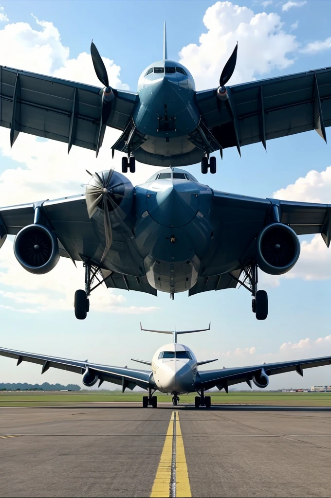 The video begins with a scene of an airplane taking off.