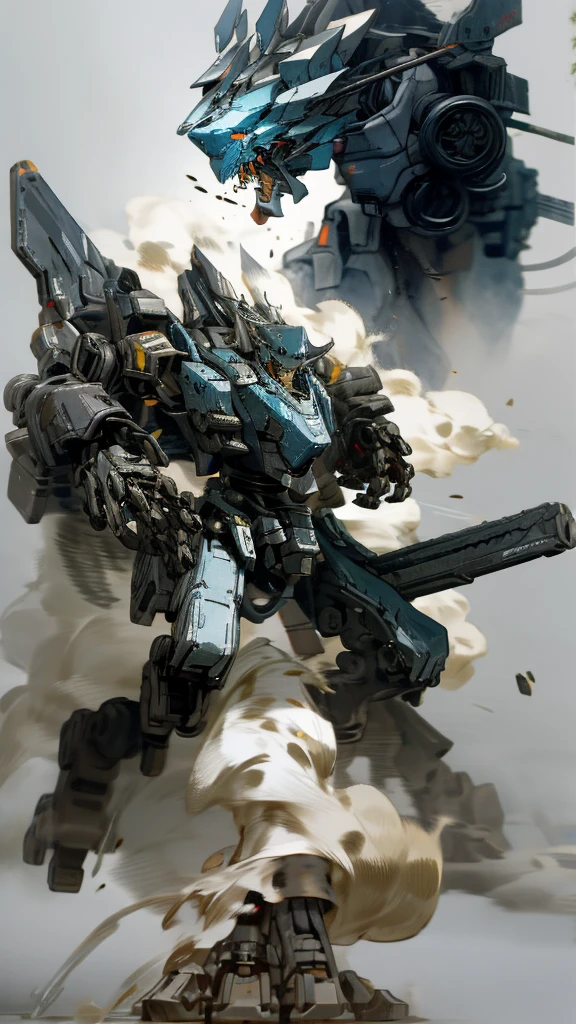 White and black mechs, Dragon helmet, Claw weapons, Giant claws, Attack, Blue, Navy, extremly high detail, black, beast, Animal, mito, Dark, cavalier, Crush, 4 legs,