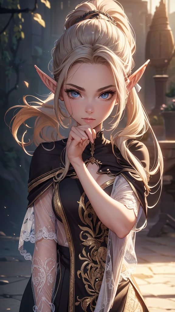 (best quality,4k,8k,highres,masterpiece:1.2),ultra-detailed,(realistic,photorealistic,photo-realistic:1.37),portrait,(beautiful,detailed:1.1) eyes,(beautiful,detailed:1.1) lips,(extremely,detailed:1.1) eyes and face,long eyelashes,hairstyle(ash-colored ponytail),half-elf,figure,model,long legs,elongated face,sexually suggestive pose,incredible beauty,background:space