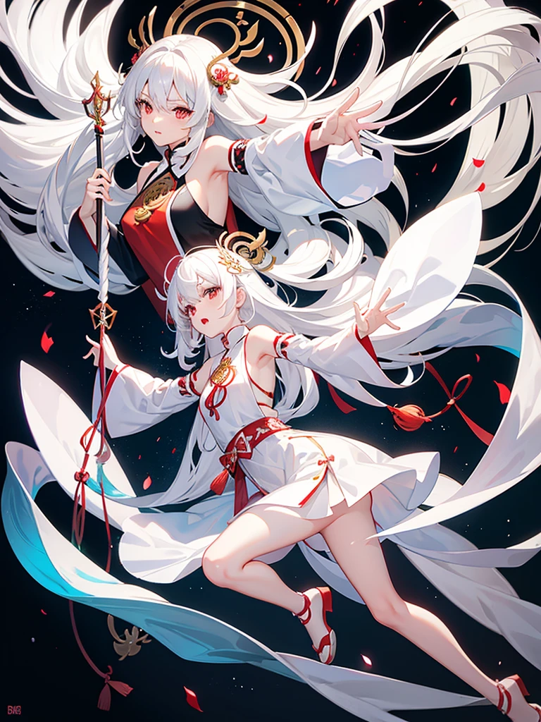 Hiryu.White,Six wings,High detail,feater,with blue sky and white clouds,fenghuang,Holy,Dark,yin yang,Fallen Angel,angelicales,The demons,Ornithosaurus,scale,the Tang Dynasty,Kizi,Don Dao,solo person