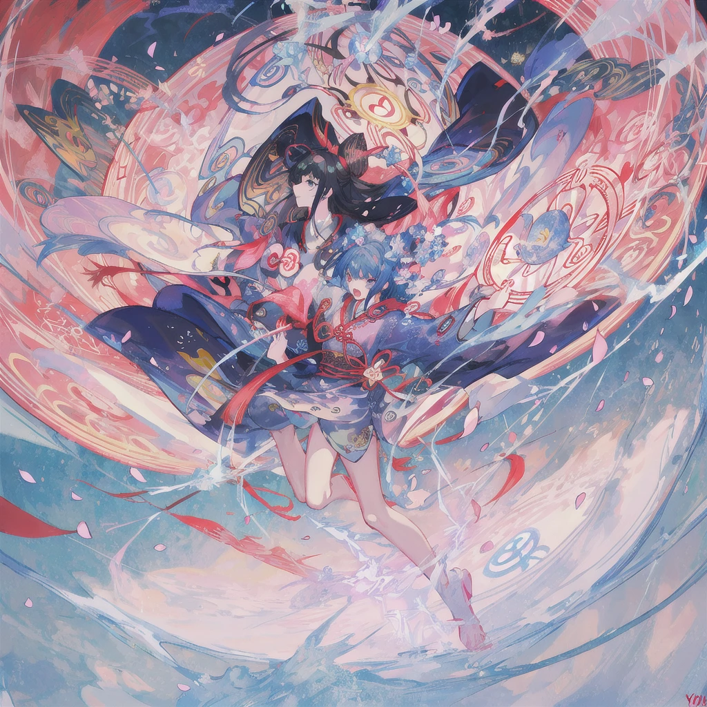A youkai,Chinese monsters,plant,lotus,Holding a bunch of lotus in hand,robe,skirt,Thunder and Lightning,magic circle,avatar