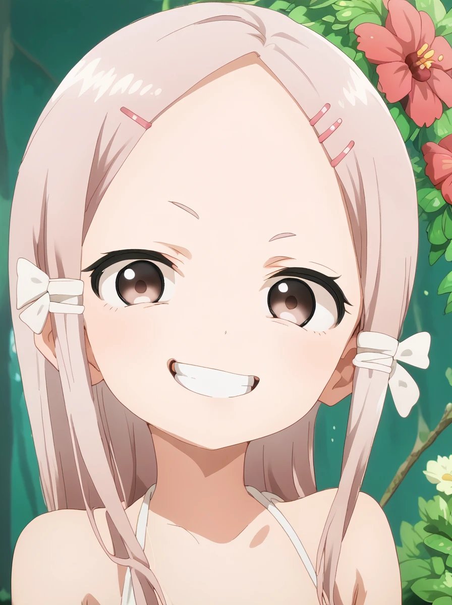 Score 9, Score 8 up, Score 7 up, Rating Explicit,
Detailed Background,
hydrangea,
Smug face,
close your eyes, Grin,
Cowboy Shot, flower, flowerびら, Sparkling,
