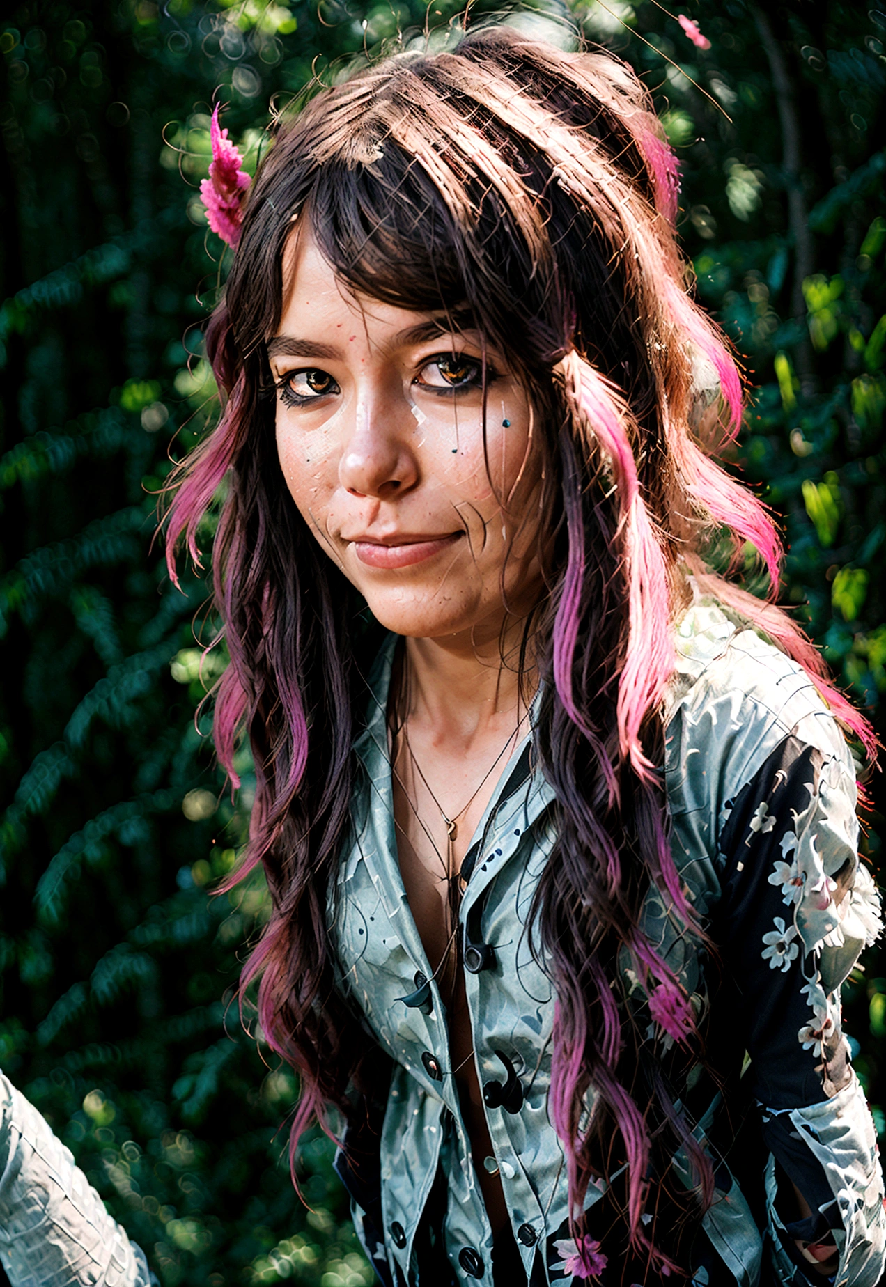 a portrait of a monster girl with a wide, sly smile with all of her pitch-black eyes facing upwards, scary , ultra wide-angle, Grainy , mysterious color , infrared lighting . Super detailed, photorealistic, splattered, spattered , cinematic light , black background , Cycles render, intricate artwork masterpiece , dreamy, glowing, backlit, glamour, vibrant, ultra high quality model, 4K