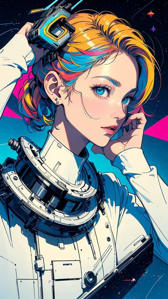 (((masterpiece, highest quality))),(((solo:1.2))),(((1girl:1.2))),32k wallpaper, very detailed, poster, vintage science fiction,(((((geometric cinematic movie poster))))), (bauhaus), shape,(((abstract))),(mid century modern),movie poster,(((((portfolio))))),(((((Close-up))))),(((((bust up))))),((((more various angle)))),(((highlight))),Vast landscape,((((heterochromia)))),(((complete. detailed face))),(((Extremely talented))),(((most complecated machine))),((Overall colorfully))