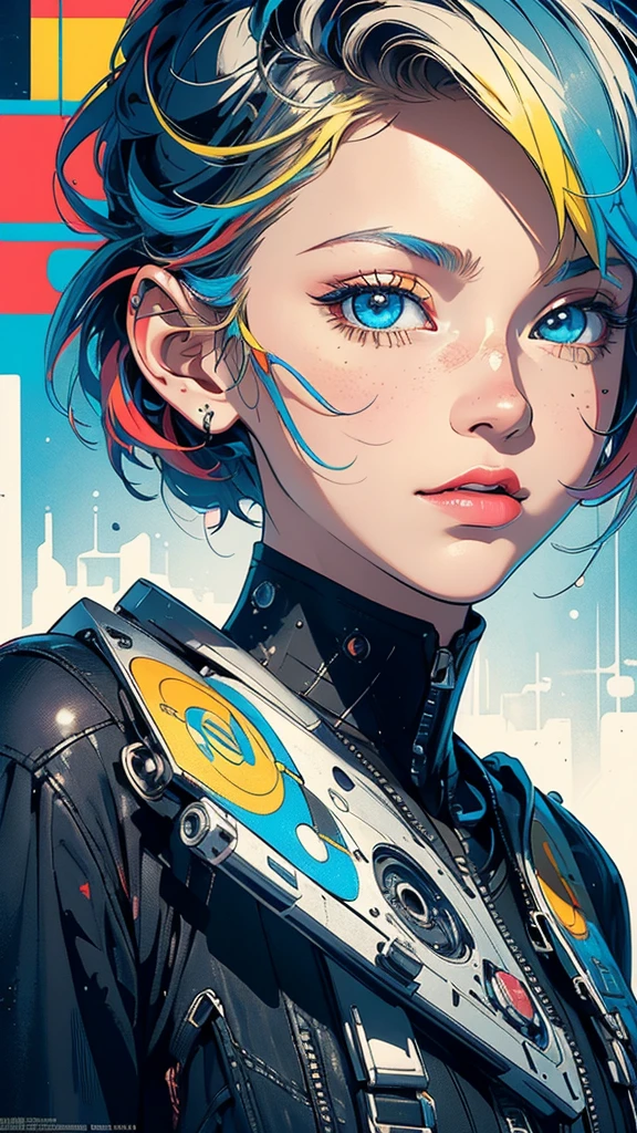 (((masterpiece, highest quality))),(((solo:1.2))),(((1girl:1.2))),32k wallpaper, very detailed, poster, vintage science fiction,(((((geometric cinematic movie poster))))), (bauhaus), shape,(((abstract))),(mid century modern),movie poster,(((((portfolio))))),(((((Close-up))))),(((((bust up))))),((((more various angle)))),(((highlight))),Vast landscape,((((heterochromia)))),(((complete. detailed face))),(((Extremely talented))),(((most complecated machine))),((Overall colorfully))