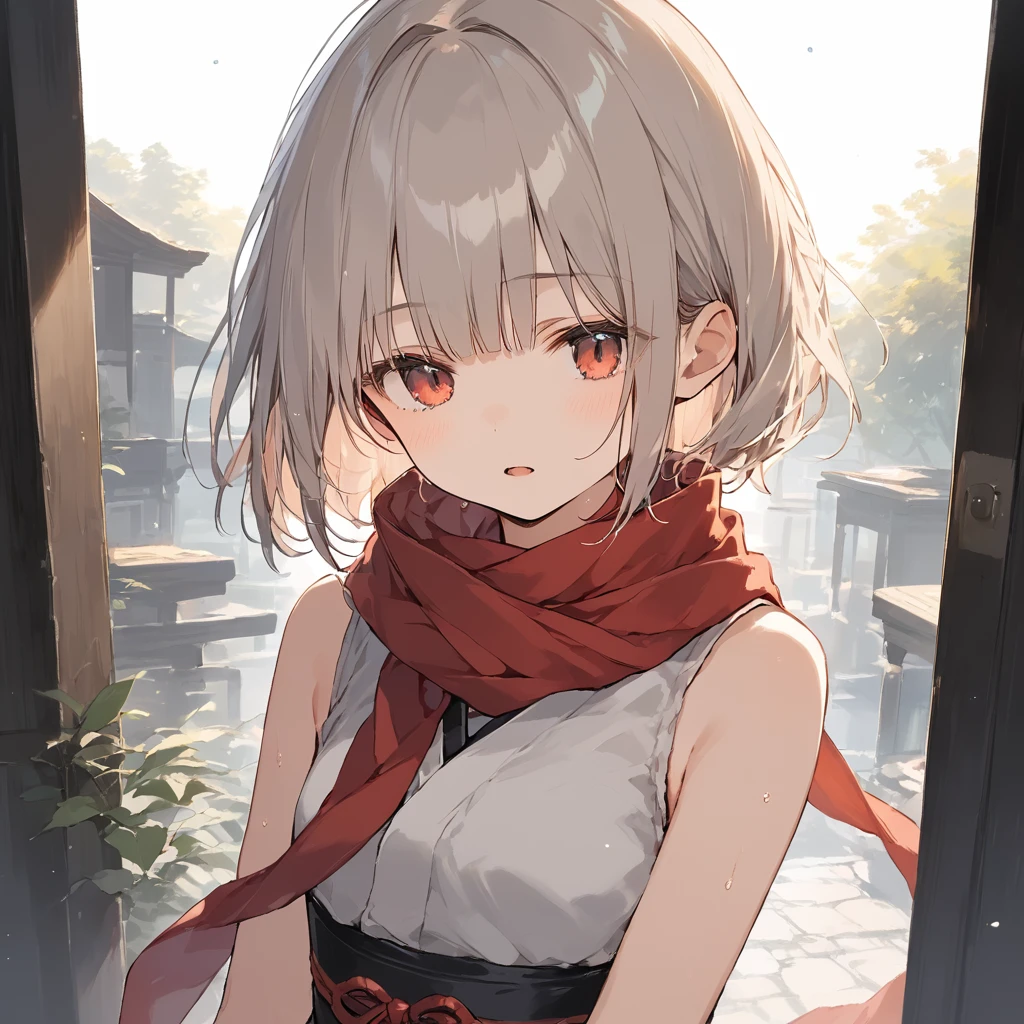score_9, score_8_up, score_7_up, source_anime, best quality, masterpiece,ultra-detailed,official art, absurdres, highres, waifu2x, break,1girl, ninja, short hair, blunt bangs, small breasts,beautiful detailed eyes, expressionless, sleeveless, scarf,  sweat, open mouth, (yawn:0.3), sleepily, night, outdoors, break,(clear line illustration:1.2),very high resolution, very aesthetic, super detailed skin, Best cinematic lighting powered by famous artist, 8k,cute picture,beauty illustration,photoshop_(medium),,(Detailed Lighting),best anime 8k konachan wallpaper, pixiv contest winner, 

