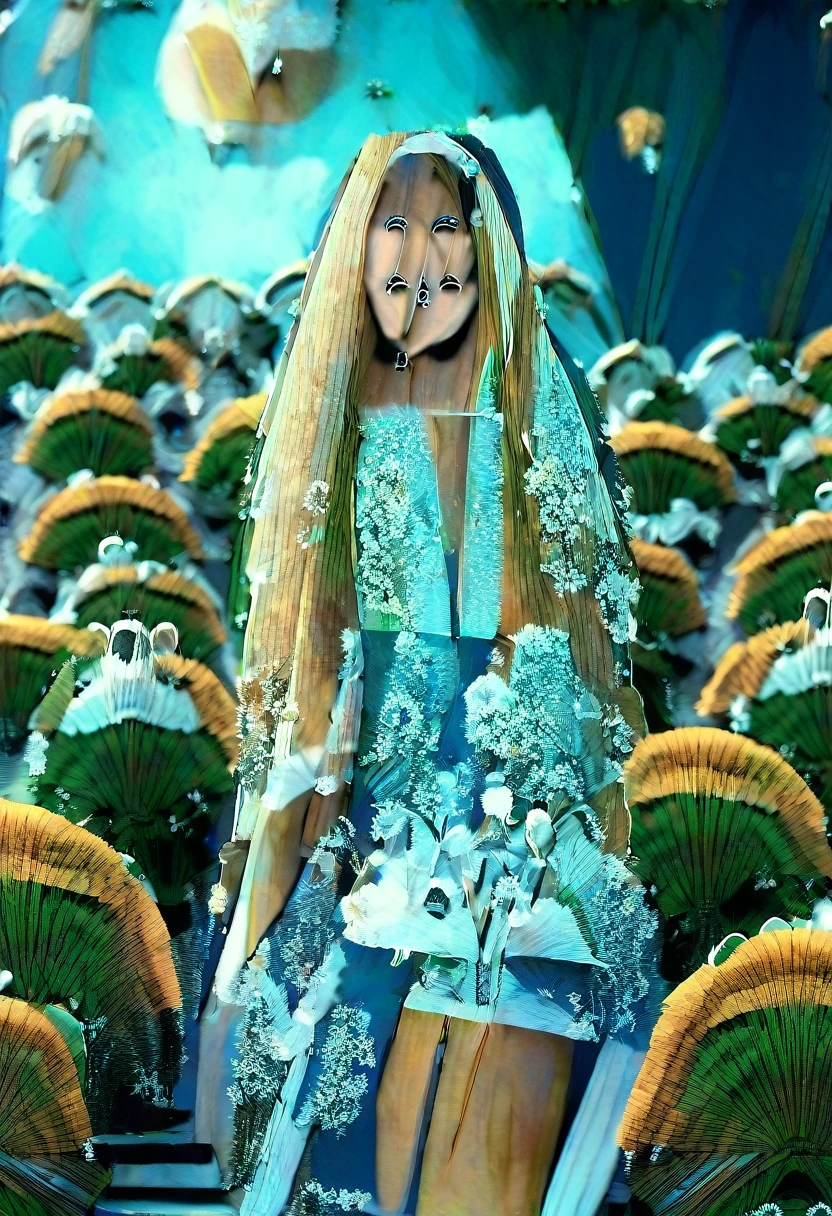 A hyperrealistic vertical image (9:16) of a beautiful virtual influencer with long flowing hair and bright eyes, solo, big breast, looking at viewer, wearing a stylish travel outfit with vibrant colors. She is standing in a fantastical landscape with towering, glowing crystal formations and a sky filled with multiple moons and shooting stars. The scene is illuminated with an ethereal light, creating a dreamy and magical atmosphere. The influencer is striking a confident pose, looking towards the viewer with a captivating smile. The overall composition should be creative and eye-catching, highlighting the contrast between the futuristic elements and natural beauty. Include elements like floating islands, exotic plants, and fantasy creatures in the background to enhance the otherworldly feel. Make sure the colors are vivid and the details are sharp, emphasizing the adventure and wonder of the virtual influencer's journey, analog photograph, professional fashion photoshoot, hyperrealistic, masterpiece, trending on artstation,krrrsty, sexy