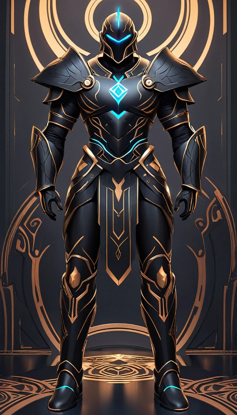 A futuristic Greek god of war in sleek black spandex armor, intricate symmetrical ancient-inspired design, inspired by the Mars armor from God of War, minimalist and simple